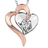 9ct Two Tone Diamond Double Heart Pendant P3101RWC-10