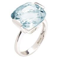 9ct White Gold Square-cut Faceted Blue Topaz Ring 9DR354/BT/W/N