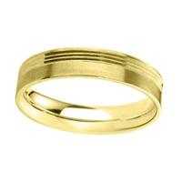 9ct Gold 6.0mm Flat Court Brushed and Bevelled Wedding Ring BFC6.0/F02 9Y-V