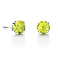 9ct Gold Four Claw Round Peridot Stud Earrings 9ER358-PD-W