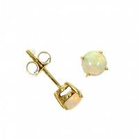 9ct yellow gold 5mm round claw set opal stud earrings 0320270
