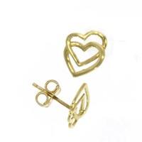 9ct Yellow Gold Double Entwined Heart Stud Earrings 10.01.257
