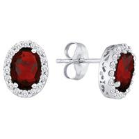 9ct white gold oval ruby diamond cluster earrings ske9200 r