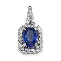 9ct white gold diamond sapphire oblong pendant 3308391002