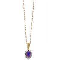 9ct Yellow Gold Oval Tanzanite and Diamond Cluster Pendant BS0006P-T2A YG