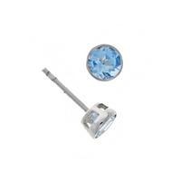 9ct White Gold 5mm Round Rubover Aquamarine Stud Earrings 03.20.231