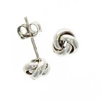 9ct white gold simple skinny knot small stud earrings 1006181