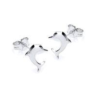 9ct White Gold Dolphin Stud Earrings 5-55-0251