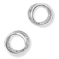 9ct white gold diamond circle studs er531