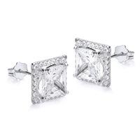 9ct White Gold Square Cubic Zirconia Stud Earrings 5.58.4289