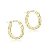9ct Gold 10mm Diamond Cut Pine Hoop Earrings 1.51.1559