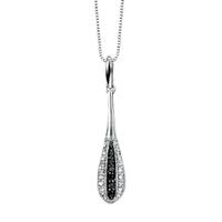 9ct White Gold Black White Diamond Torpedo Pendant GP695 GN151