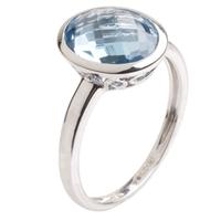 9ct White Gold Oval Faceted Blue Topaz Ring 9DR388-BT-W