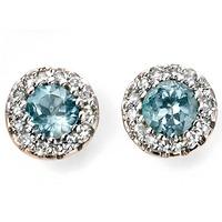 9ct white gold diamond blue topaz round studs ge2027t