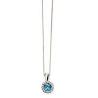 9ct White Gold Diamond Blue Topaz Round Pendant GP2002T