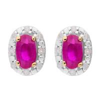 9ct Diamond Ruby Oval Stud Earrings BSE0006-R