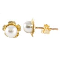 9ct Gold Pearl Flower Stud Earrings 1571183