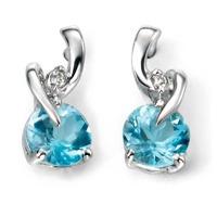 9ct white gold diamond and blue topaz twist studs ge994t