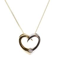 9ct gold 2 colour open heart cubic zirconia pendant 2 61 8924