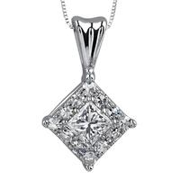 9ct White Gold diamond Shape Pendant P2850W-13C-9