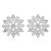 9ct white gold cubic zirconia snowflake studs se571