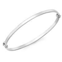 9ct white gold plain oval hinged bangle 5312111