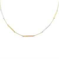 9ct tri colour bar and chain 17 necklace cn059 17