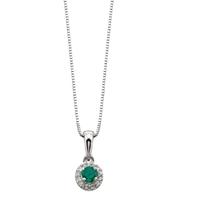 9ct White Gold Diamond Emerald Pendant GP875G GN151