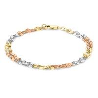 9ct 3 colour 3 strand 75 inch bracelet 3294032