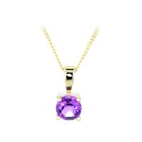 9ct gold amethyst four claw round pendant gp5693ra gchn18