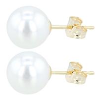 9ct 75 x 8mm round freshwater pearl stud earrings eoz108rf