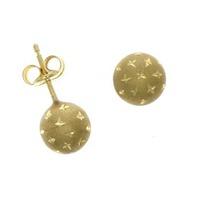 9ct Yellow Gold Matt Ball with Polished Stars Stud Earrings 10.01.055