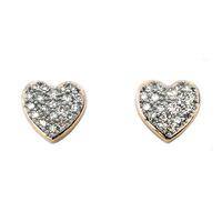 9ct Gold Diamond Pave Heart Studs GE931