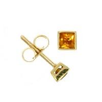 9ct Yellow Gold 3mm Square Bezel-set Citrine Stud Earrings 03.20.164
