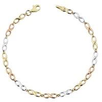 9ct three colour 7 figure eight bracelet gbr63