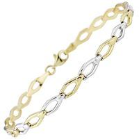 9ct two tone 7 open link bracelet gbr57