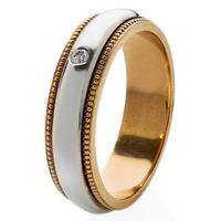 9ct Two Tone 5mm Diamond Set Beaded Wedding Ring 9CT5-YW1064-1DL