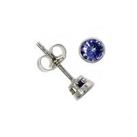 9ct white gold 4mm round rubover tanzanite stud earrings 0320312