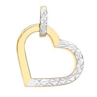 9ct Gold 2 Colour Diamond Cut Open Heart Pendant 2-68-0559