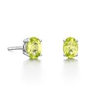 9ct gold four claw oval peridot stud earrings 9er360 pd w