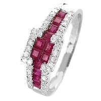 9ct White Gold Ruby and Diamond Ring