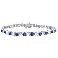 9ct White Gold Sapphire And Diamond Tennis Bracelet SKB15917-100SD 9CT