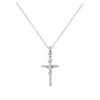 9.ct White Gold Cross Pendant and Chain