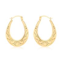 9ct Gold Small Patterned Creole Earrings 1.53.7409