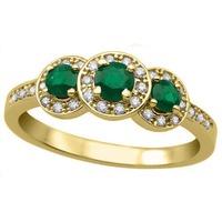 9ct gold diamond emerald triple cluster ring l54282ygem k