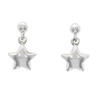 9ct White Gold Star Dropper Earrings 10.07.109