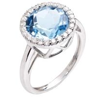 9ct White Gold Round Cluster Diamond Blue Topaz Ring 9DR390-BT-W