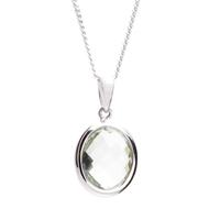 9ct White Gold Oval Faceted Green Amethyst Pendant 9DP317-GAM