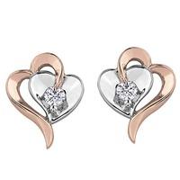 9ct Two Tone Diamond Double Heart Earrings E3101RW-10
