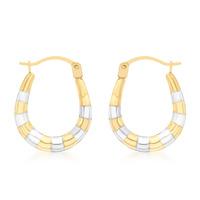 9ct Gold Two Colour Groove Creole Earrings 2.53.3889
